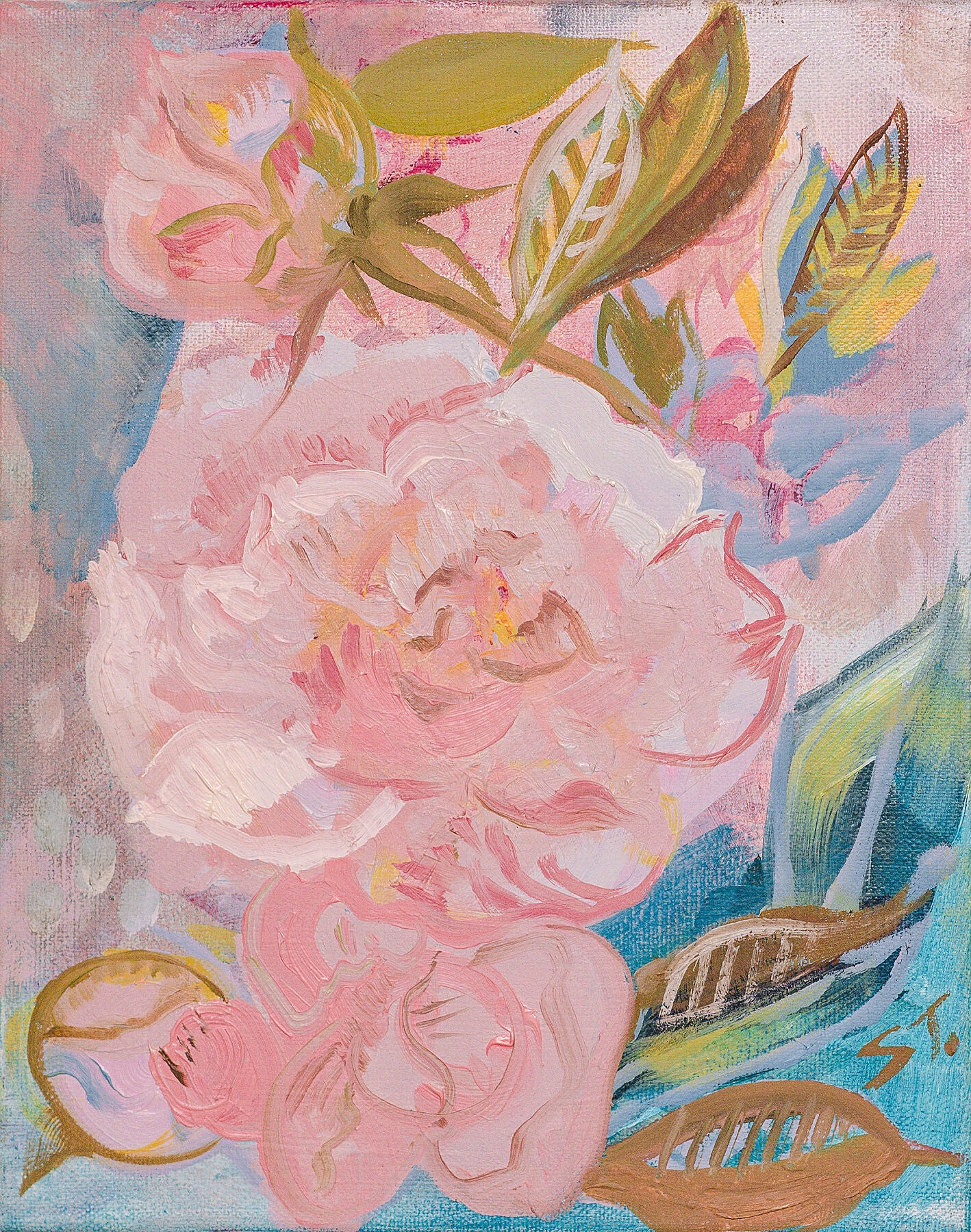 PRINT "Spring Peonies" A Vertical Fine Art Giclee Reproduction