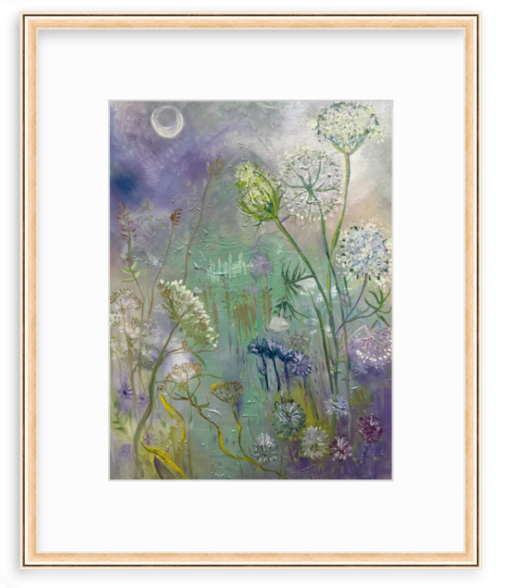 FRAMED PRINT "Lace and Corn Flowers" a Vertical Fine Art Giclee Reproduction