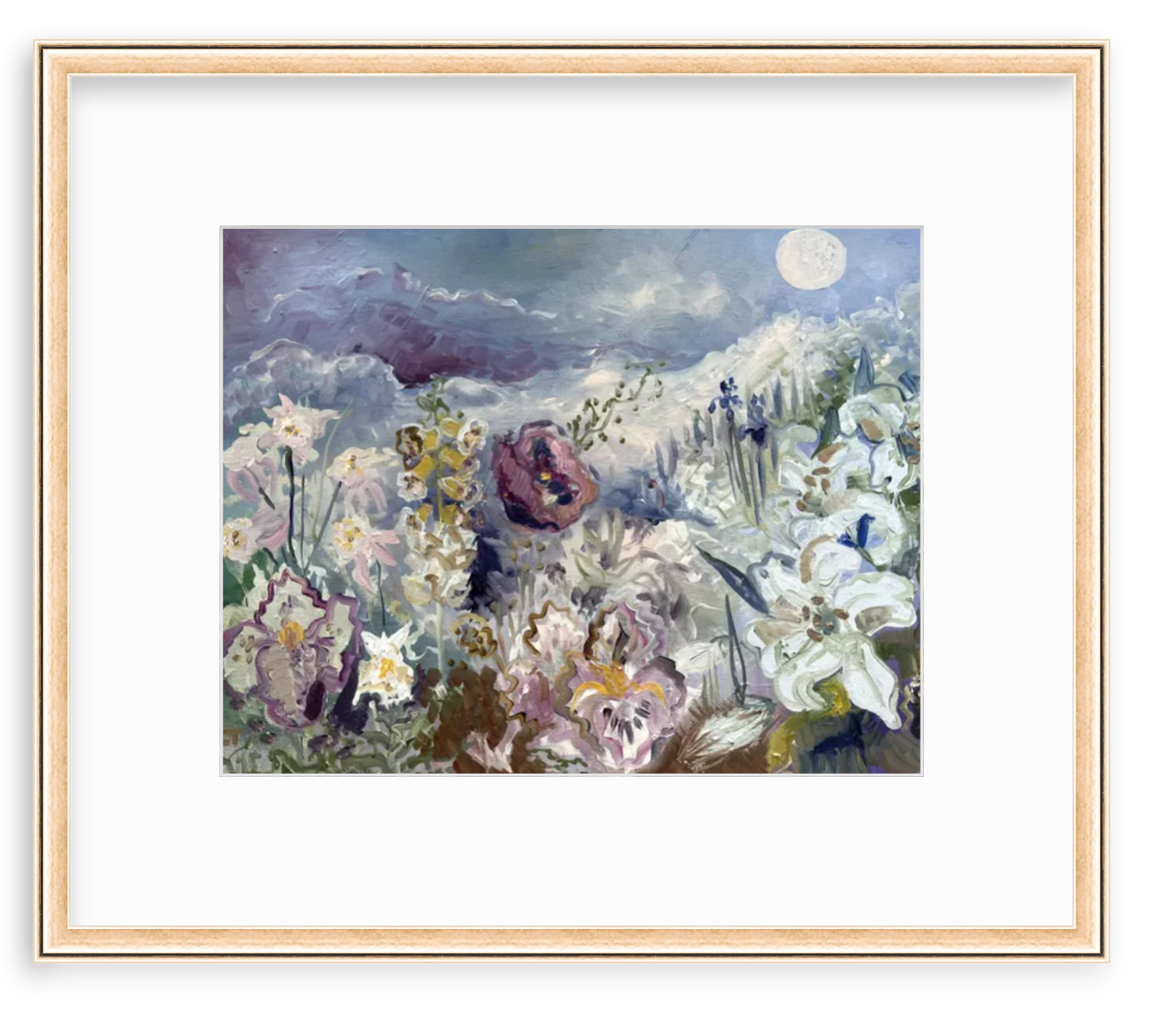 FRAMED PRINT "Spring Moon Garden" a Horizontal Fine Art Giclee Reproduction