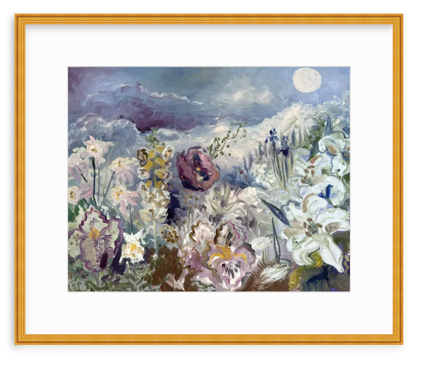 FRAMED PRINT "Spring Moon Garden" a Horizontal Fine Art Giclee Reproduction