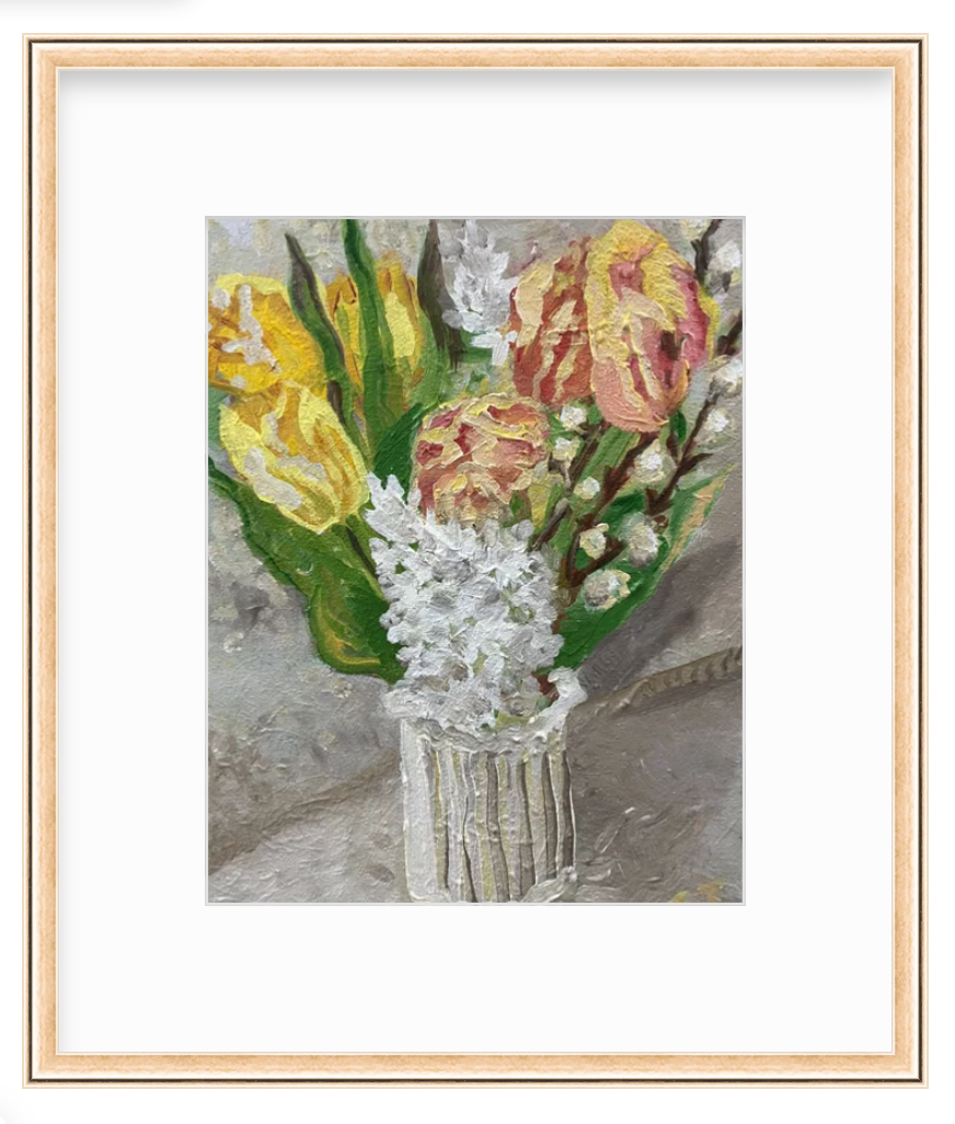 FRAMED PRINT "Flowers for Penelope" a Vertical Fine Art Giclee Reproduction