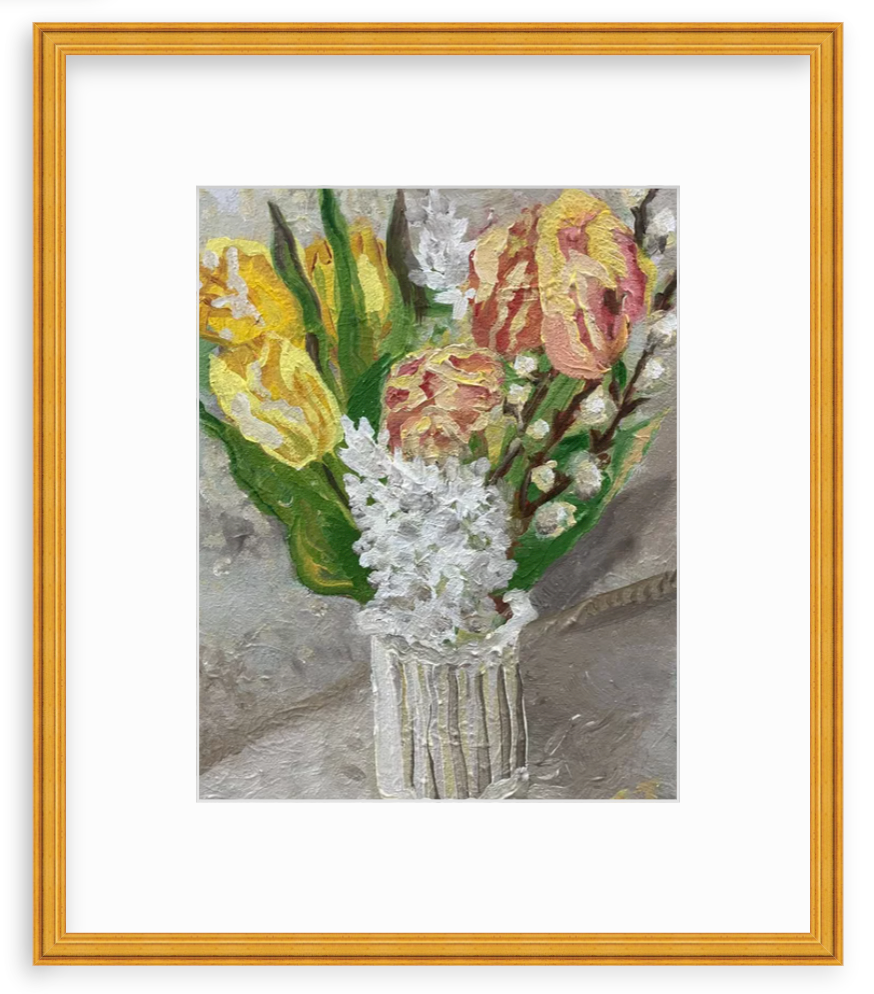 FRAMED PRINT "Flowers for Penelope" a Vertical Fine Art Giclee Reproduction