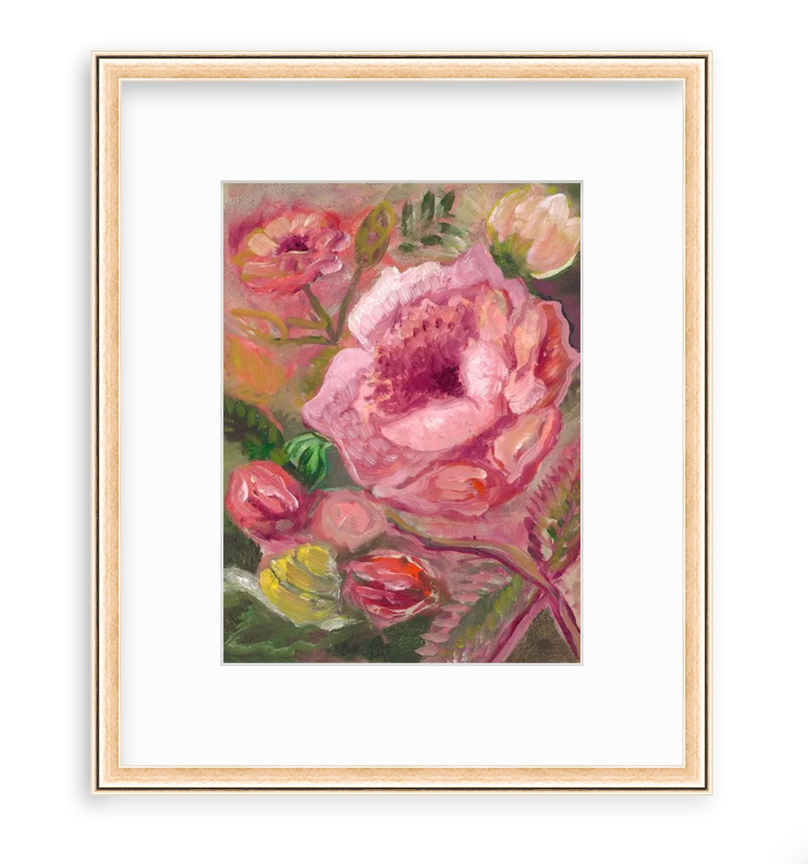 FRAMED PRINT "Rose and Snail" a Vertical Fine Art Giclee Reproduction